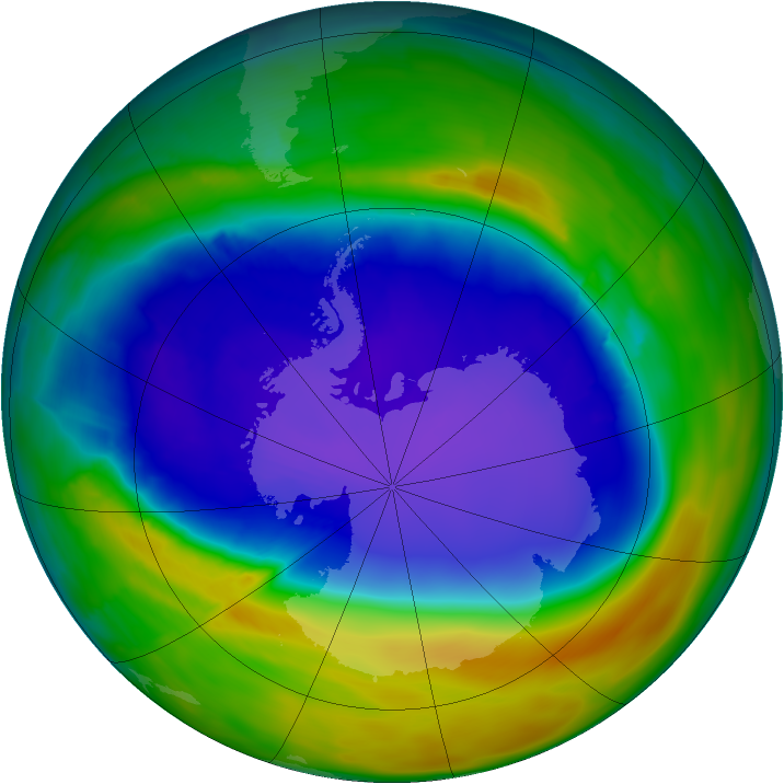 Antarctic ozone map for 24 September 2013